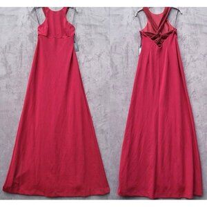 Vera Wang Crepe Gown Sz 4 Port Stretch Criss Cross Chiffon Strap in Back NWT